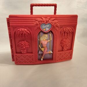 Vintage 90s Barbie Doll Carrying Case Mattel Pink Take Along Doll Closet